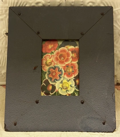 Vintage Antique 1800’s Ceiling Tin Frame 12” x 10”Outside 4” x 6” Inside Opening Cover