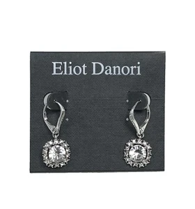 Pendientes colgantes Eliot Danori Halo Pavé Palanca Trasera Rodio Nupcial NUEVO - Imagen 1 de 4