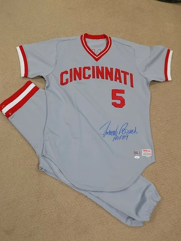 Johnny Bench Signed Full Uniform 1984 Cincinnati Reds HOF JSA Cover