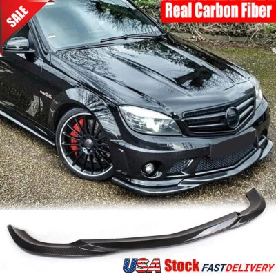 Separadores de alerón labial de parachoques delantero de fibra de carbono aptos para Benz W204 C63 2008-2011 Foto 1 de 4