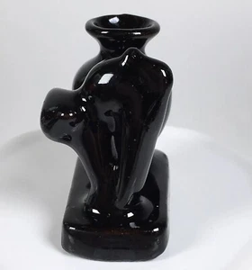 Vintage Miniature Vase Black Cat Arched Back 1.75” Japan Goth Halloween - Picture 1 of 6