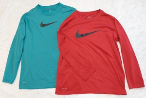 Lot of 2 Nike Dri-Fit Boys Long Sleeve Crew Neck Athletic Shirt 425790 - Picture 1 of 5