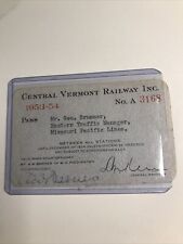 Central Vermont Railway 1953-54 Rail Pass Missouri Pacific Lines