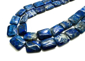Natural Blue Navy Lapis Lazuli Polished Flat Rectangle Gemstone Beads - PG97B - Picture 1 of 3