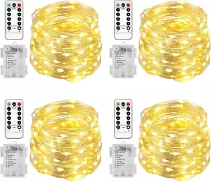 Homemory 4 Pack 20 Ft 60 LED Fairy Lights Battery Operated Christmas Lights with - Picture 1 of 12