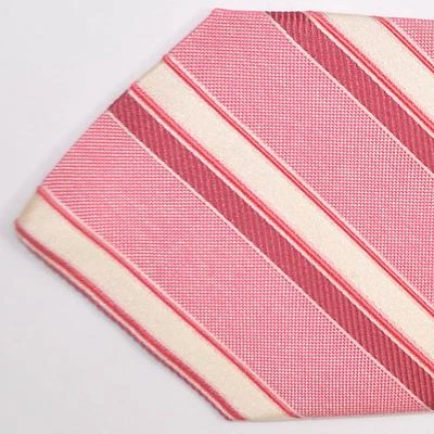 Corbata hecha a mano 100 % nueva KITON Sevenfold Tie rosa crema rayas 170992 Foto 1 de 3