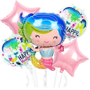 5 pcs Mermaid Ariel Foil Balloon Set Decoration Girl Party Disney Princess UK - Picture 1 of 2