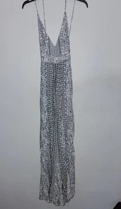 Lulu's S Neckholder Bora Bora blauer Overall Neu mit Etikett Resort breites Bein hohe Schlitze Tulpensaum - Bild 1 von 14