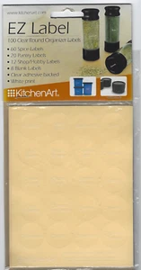 KitchenArt 17000 EZ Spice Label Set, 100-Piece Clear WHITE PRINT FREE USA SHIP - Picture 1 of 2