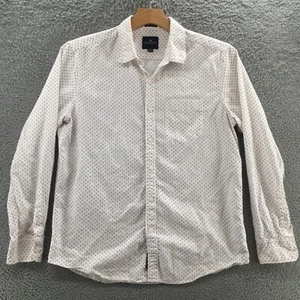 American Eagle Long Sleeve Shirt Mens Youth L White Pink Cotton Button Up Cotton - Picture 1 of 21