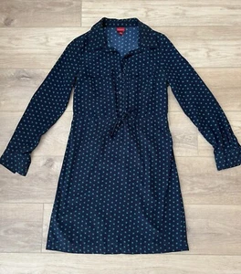 NICE! Merona Women Shirtdress Navy Blue Green Long Sleeve SZ Small - Picture 1 of 6