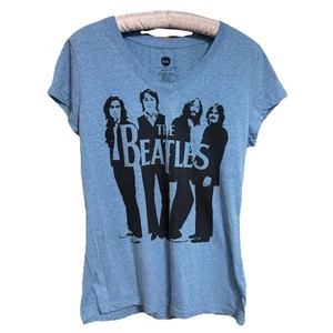 Camiseta The Beatles Mujer’s S Adolescente XL Negro Figuras Azul Jaspeado Cuello en V 2010 - Imagen 1 de 8