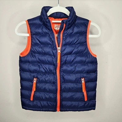 32° Degrees HEAT Navy Puffer Vest with Orange Accents Boys Size Small - Image 1 of 4