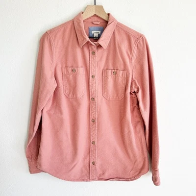 Camisa de gamuza LL Bean para mujer M rosa con botones manga larga tareas al aire libre Foto 1 de 4