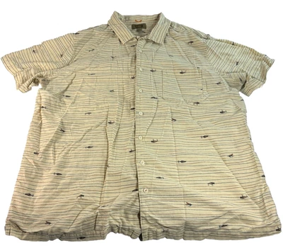 Camisa de bolsillo de manga corta Foundry Supply Co con botones de pescado AOP mezcla de lino 2XLT Foto 1 de 4