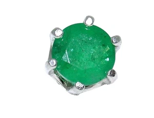 1.03 Carat Single Stud 6mm Round Natural Emerald Gem Sterling Earring EBS99EE15 - Picture 1 of 2