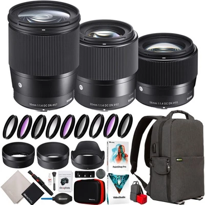 Sigma 30mm + 16mm + 56mm F1.4 DC DN Contemporary 3 Lens Kit for Sony E-Mount - Image 1 of 4