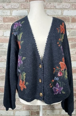 NWT Louise Misha Lunami Cross Stitch Embroidered Cropped Wool Cardigan Sz L - Image 1 of 4