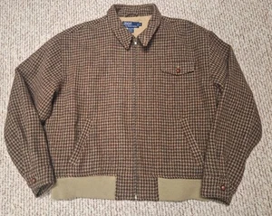 Polo Ralph Lauren Vintage XL Espiga Pata de Gallo Chaqueta a Cuadros Lana Cremallera - Imagen 1 de 5