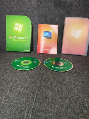 Microsoft Windows 7 Home Premium 32 & 64 Bit Discs + License Key Boxed Complete - Image 1 of 2