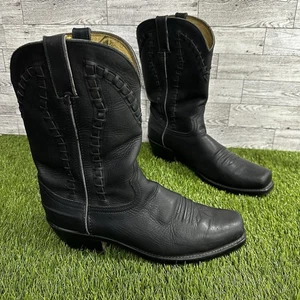 Stivali da cowboy Durango da uomo in pelle neri con tomaia ricamata 10EE 2E - Foto 1 di 11