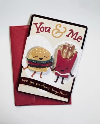 Hamburger and Fries Pop Up Valentines Day Card - Image 1 of 4