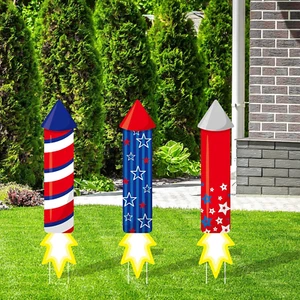 3 Pcs 4Th of July Outdoor Yard Signs Patriotic Lawn Firework Decorations Indepen - Picture 1 of 12