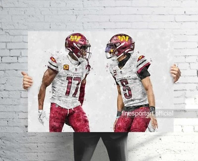 FINESPORTSART Jayden Daniels and Terry McLaurin Washington Commanders poster, canvas, print