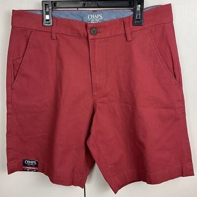 Pantalones cortos de golf Chaps para hombre 30 pulgadas cintura elástica rojo óxido frente plano Foto 1 de 4