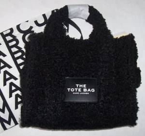 NWT Marc Jacobs Small THE TOTE BAG SOLID BLACK TEDDY Crossbody Purse + Dust Bag - Picture 1 of 11