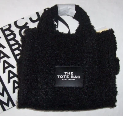 NWT Marc Jacobs Small THE TOTE BAG SOLID BLACK TEDDY Crossbody Purse + Dust Bag - Image 1 of 4