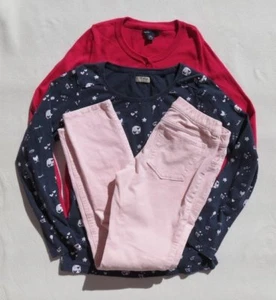 GAP KIDS NEXT Pink Corduroy Pants + Cardigan+ Navy Tee Shirt Lot Girl’s size 14 - Picture 1 of 8