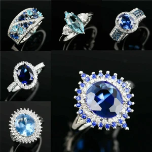 Cubic Zirconia Size 6-10 Engagement Ring Rings Women Wedding Ring - Bild 1 von 34