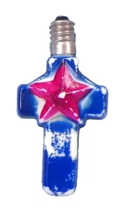Christmas Tree Light Blue Cross Red Star Electric Figural C6 14V Japan As Is #14 - Picture 1 of 7