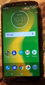 [BROKEN] Motorola MOTO E5 Supra XT1924-6 (Cricket) Black Smart Phone Cracked - Picture 1 of 2