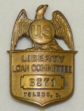 WWI Liberty Loan Committee US Eagle Pin  Badge Toledo Ohio Whitehead Hoag Vtg