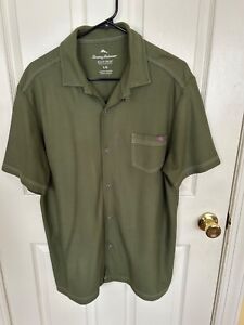 Tommy Bahama Supima Cotton Olive Green Short Sleeve Polo Shirt Size L