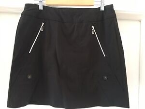 Jamie Sadock Womens Skort Skirt Black Nylon Zip Up Pockets Size 12