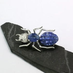 Wert 3.320 Euro Saphir-Brillant-Anhänger / Brosche "Ameise" 2,25 ct 750 Weißgold - Picture 1 of 5