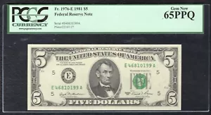 FR. 1976-E 1981 $5 FRN FEDERAL RESERVE NOTE RICHMOND, VA PCGS GEM UNC-65PPQ - Picture 1 of 2
