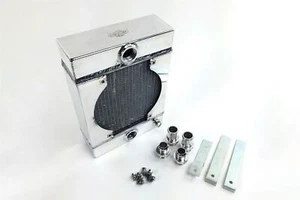CSF Polished Drag Race Tuck Aluminum Radiator 14.5 H x 10 L x 3.6 W 9" Spal Fan - Picture 1 of 4