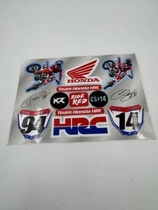 Paquete de pegatinas de motocross Honda HRC Ken Roczen #94 y Cole Seeley #14 Team Racing - Imagen 1 de 7