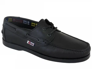 Damas Beppi Magníficos Cuero Barco Cubierta Zapatos Suela Antideslizante Negro UK2 EU35 - Imagen 1 de 4