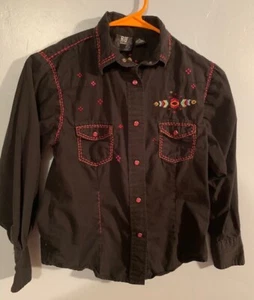 RU Apparel Girls XL(14/16)  Western Shirt Snap Western Rodeo Embrodiered GUC - Picture 1 of 3