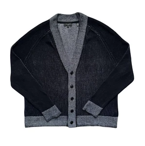 Ted Baker Cardigan Blue Mens 3XL XXXL (7) Heavy Knit Contrast Trim Arun - Picture 1 of 10