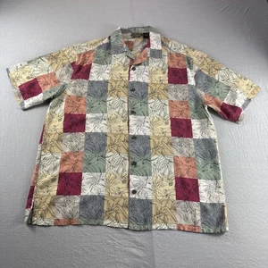 Axist Hawaiian Silk Shirt Mens Large Colorblock Birds Of Paradise Short Sleeve - Picture 1 of 5