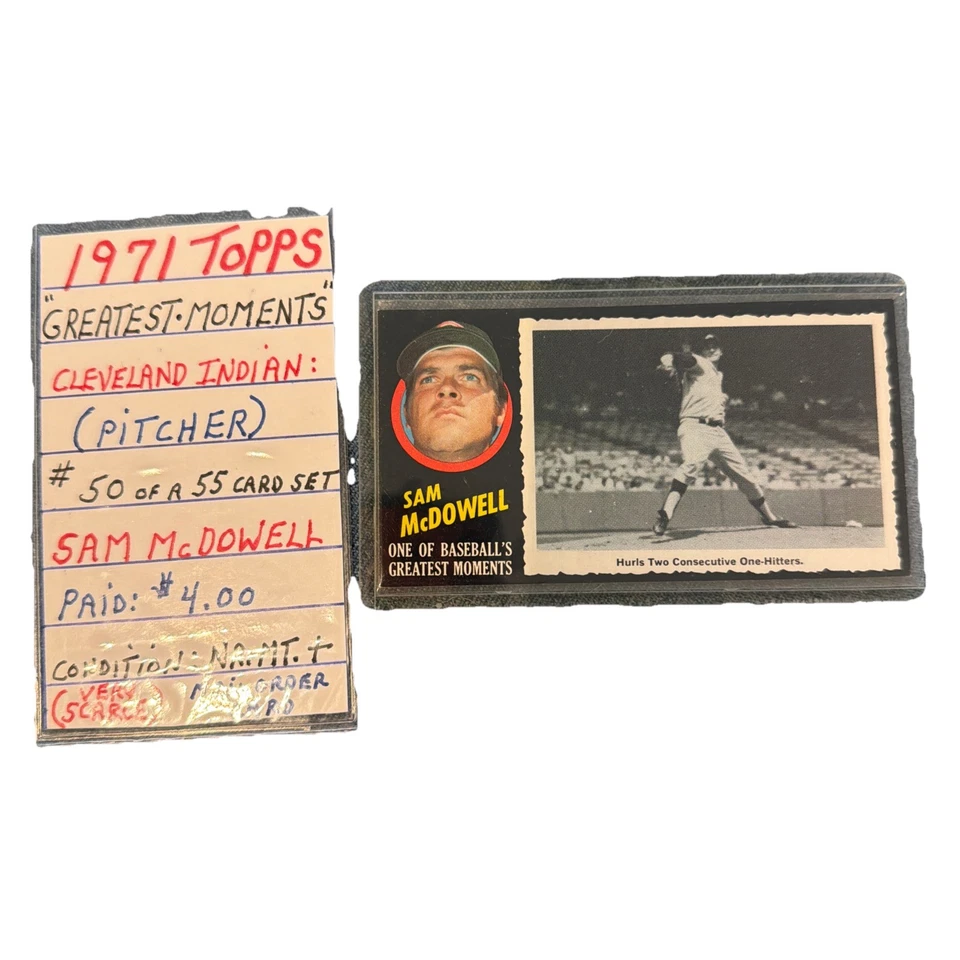 1971 TOPPS GREATEST MOMENTS #50 Sam McDowell Ungraded - Image 1 of 4