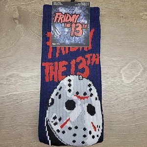 Blue Friday The 13th Crew Socks Jason Voorhees Hockey Mask Horror Slasher Movie - Picture 1 of 6