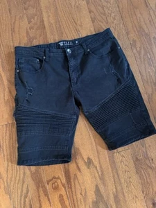 Southpole Men’s Sz 36 Black Distressed Moto Denim Y2k Shorts - Bild 1 von 8