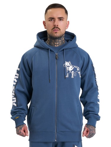 SACAI Amstaff Logo 2.0 Zip Hoodie Uomo Cappuccio Giacca Uomo Maglione Blu Cobalto